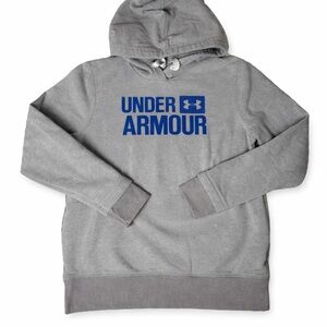 Under Armour Threadborne Blue Logo Gray Hoodie